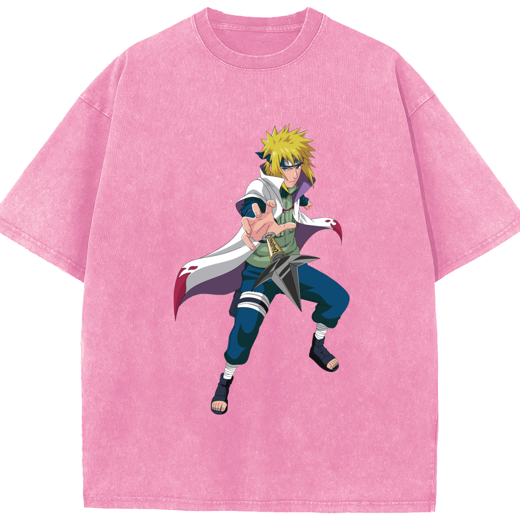 （画像用） NARUTO -ナルト- 波風 ミナト Namikaze Minato 綿100% ヴィンテージ風 半袖Tシャツ（フロントプリント）